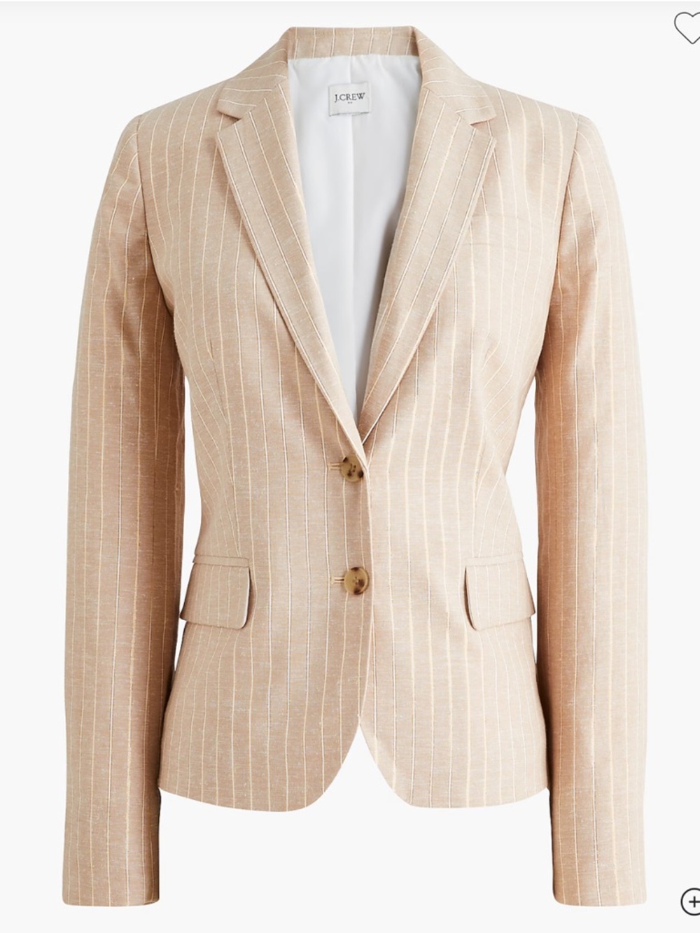 J. Crew Factory - Pinstripe Linen-Blend Schoolboy Blazer - gold/cream - size 8